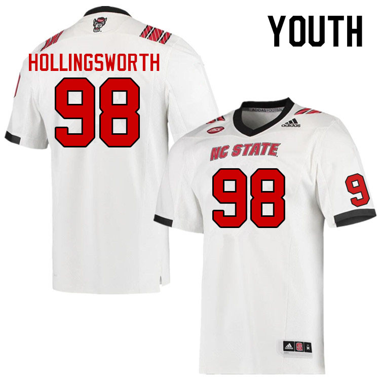 Youth #98 Aiden Hollingsworth NC State Wolfpack College Football Jerseys Sale-White